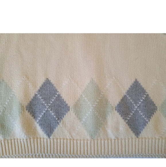 Woods & Gray argyle light yellow sweater 100% cotton size M - Picture 4 of 4